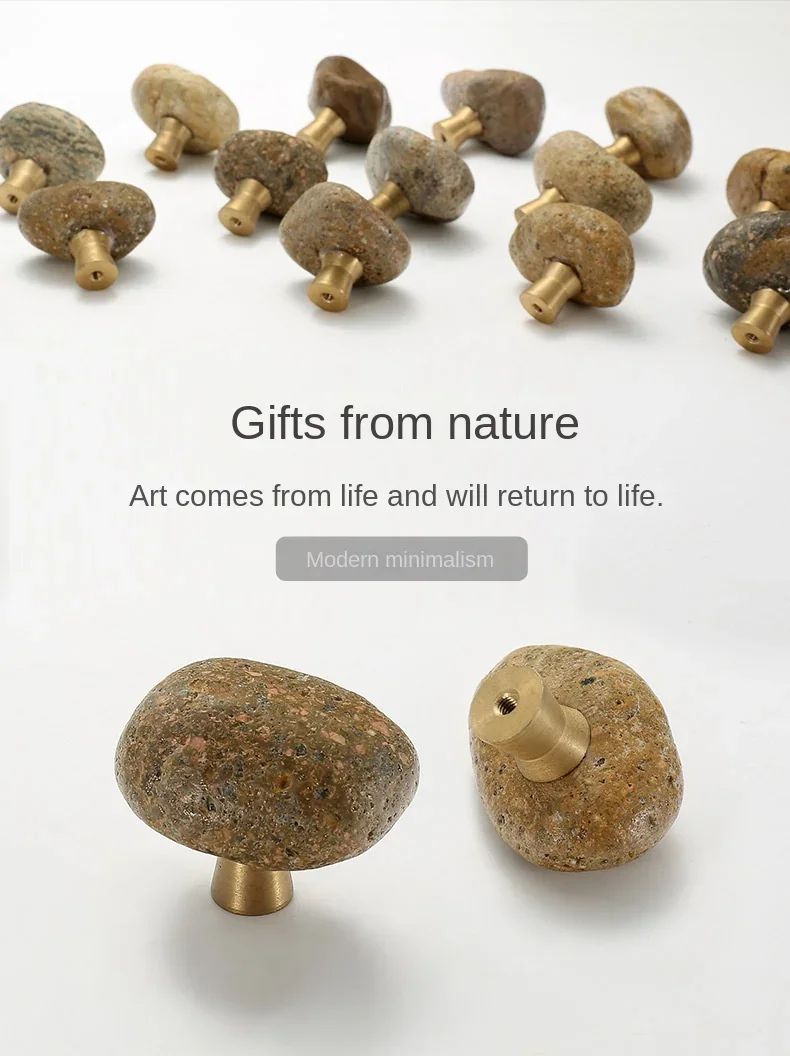 Description Picture 2 of itemNatural Stone + Zinc Alloy Door Handles Unique Kitchen Cabinet Knobs and Handles Wardrobe Furniture Handle Drawer Pulls