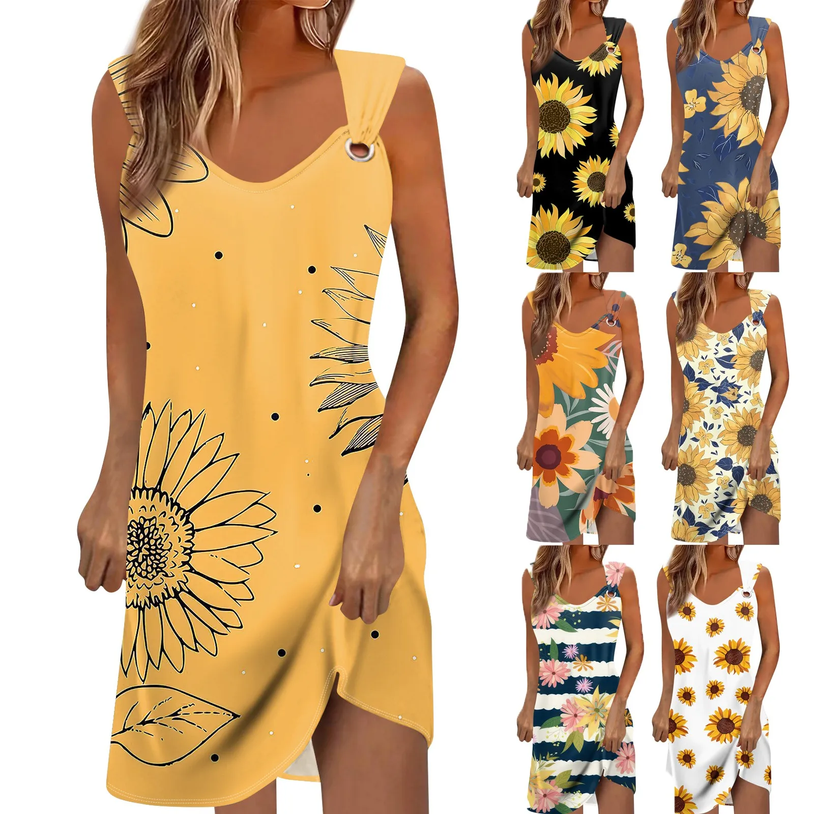 

Женское Повседневное платье, летнее платье без рукавов, с рюшами, на выход