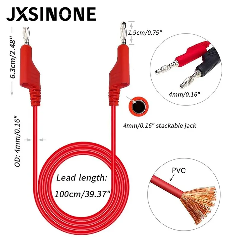 JXSINONE P1036 시리즈 4mm 바나나-바나나 플러그 테스트 리드 키트(악어 클립 U형 및 펑크 테스트 프로브 키트 포함 멀티미터용)