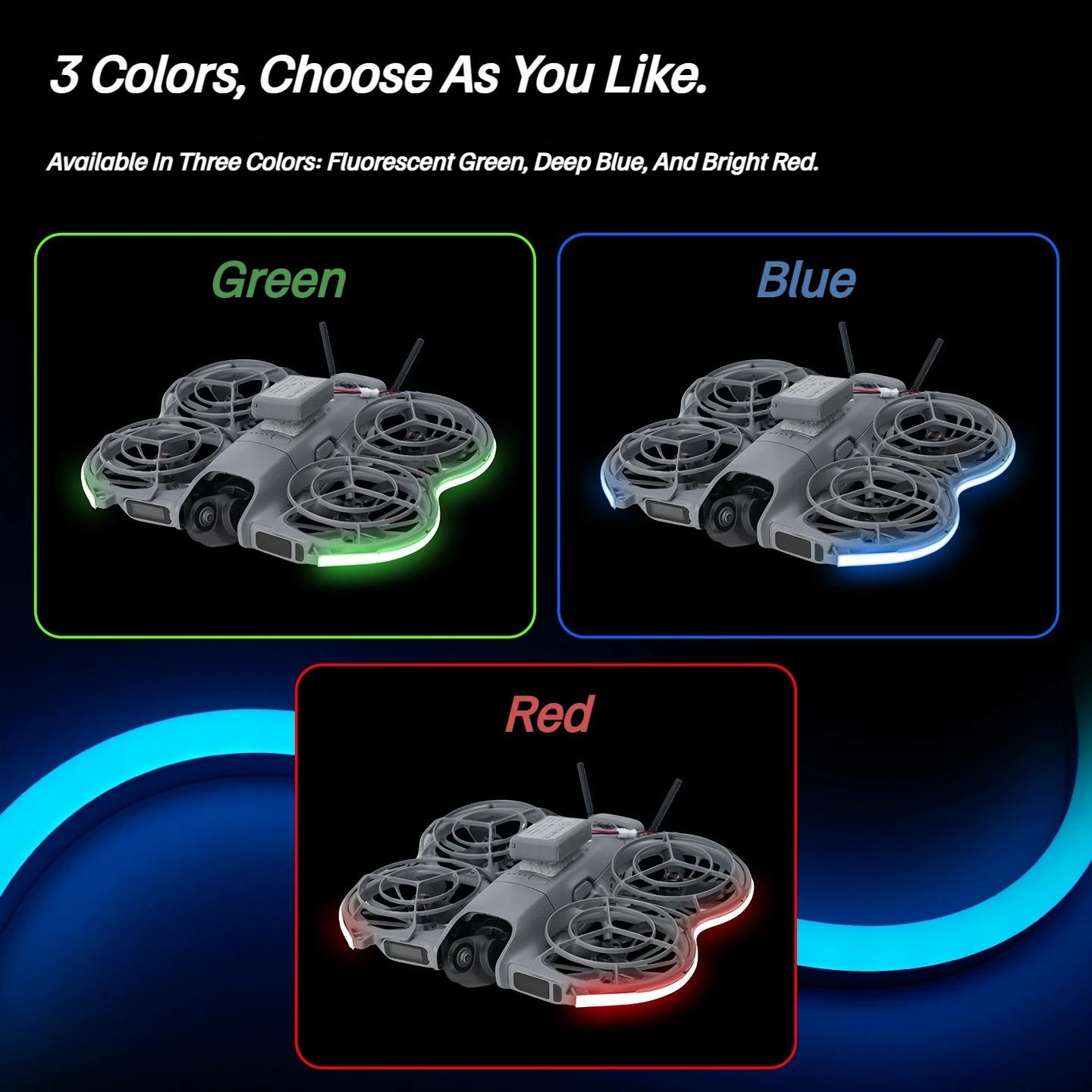 Enhanced LED Light Strip for Drones - Adjustable Brightness & Waterproof Design for Night Flights