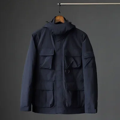 2024 Men's Jacket Spring/Autumn New Multi Functional Windproof and Waterproof Sports Top Off Road Versatile Multi Pocket Coat