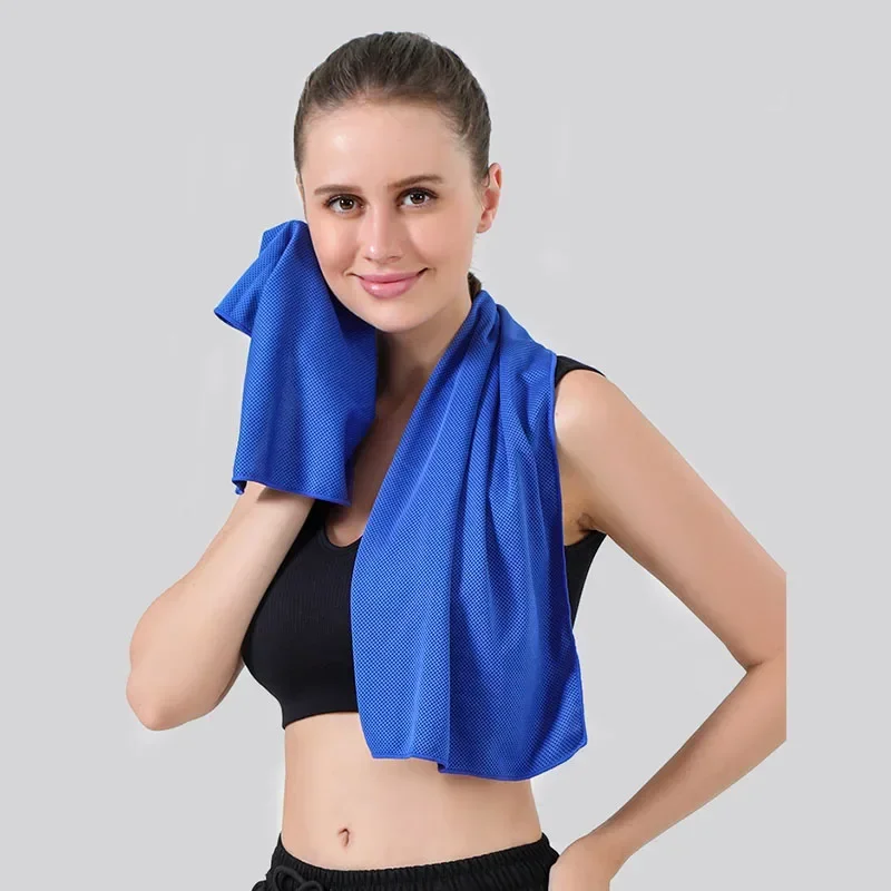 30*80cm Circular Silicone Wrapped Cold Towel Summer Cooling Polyester Towel Quick Dry Sport Fitness Swimming Running Beach