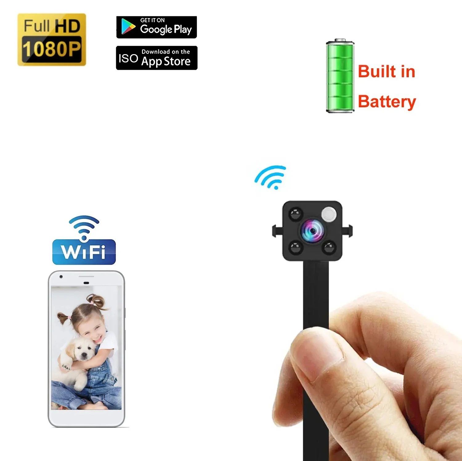 

DIY WIFI IP Mini Camera 1080P Remote Monitoring Max 120 Wide Angle Home Security Video Surveillance Cam Baby Monitor Hidden Card