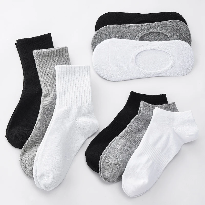 Unisex Pure Cotton Socks Black White Solid Designer Soft Breathable Sport Sock 22/25/29cm Ankle Sports Business Socks Men Women
