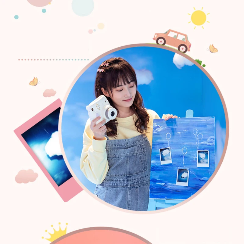 Genuine Fujifilm Fuji Instax Mini 7+ SE Instant Film Photo Camera Pink Blue Back Color instock Free Shipping for Festival Gift