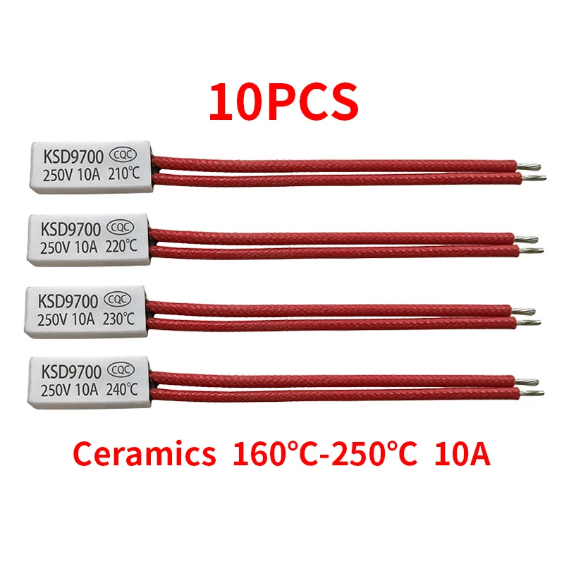 thumbnail image 1 of 1PCS/5PCS/10PCS KSD9700 155C-250C Termostato 10A 250V Interruptor de temperatura de disco bimetálico NC Protector térmico de alta temperatura, 1 of 5