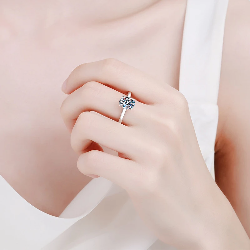 NeeTim 여성용 모이사나이트 반지, S 타원형 컷 랩 다이아몬드 결혼 반지, 약혼 약속 밴드 선물, 7x9mm, 2ct