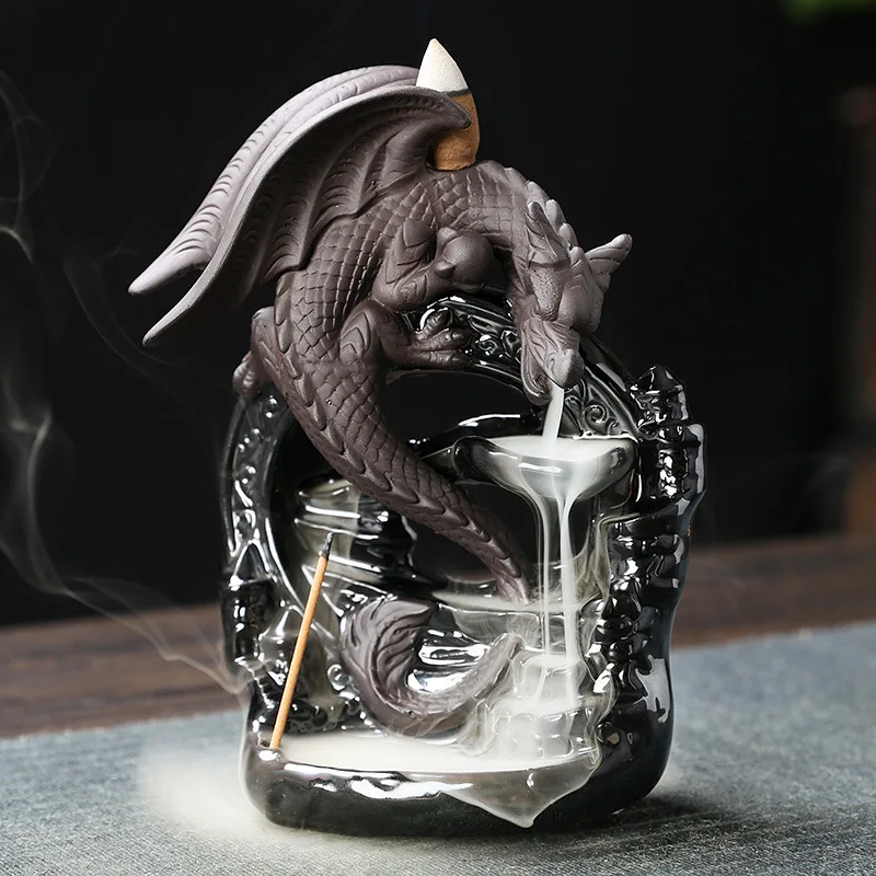 European Pterosaur Sandalwood Backflow Aromatherapy Furnace Creative Black Dargon Waterfall Incense Burner Home Decoration