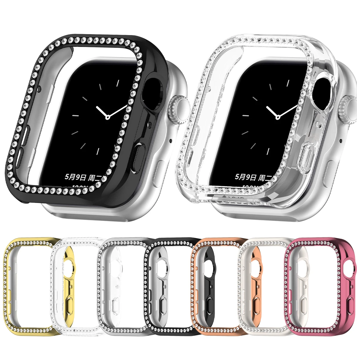 Diamond Protective Bumper Frame for Smartwatch - All-Around Hollow PC Case Cover