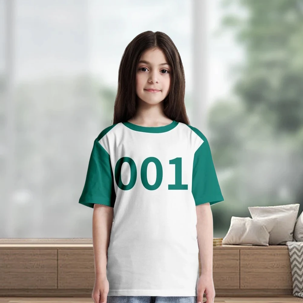 Calamari Game T-shirt Cosplay Costume Numbers Tracksuit Player 456 333 001 Party Clothes Unisex Adult Clothes Boys Girls Tshirt