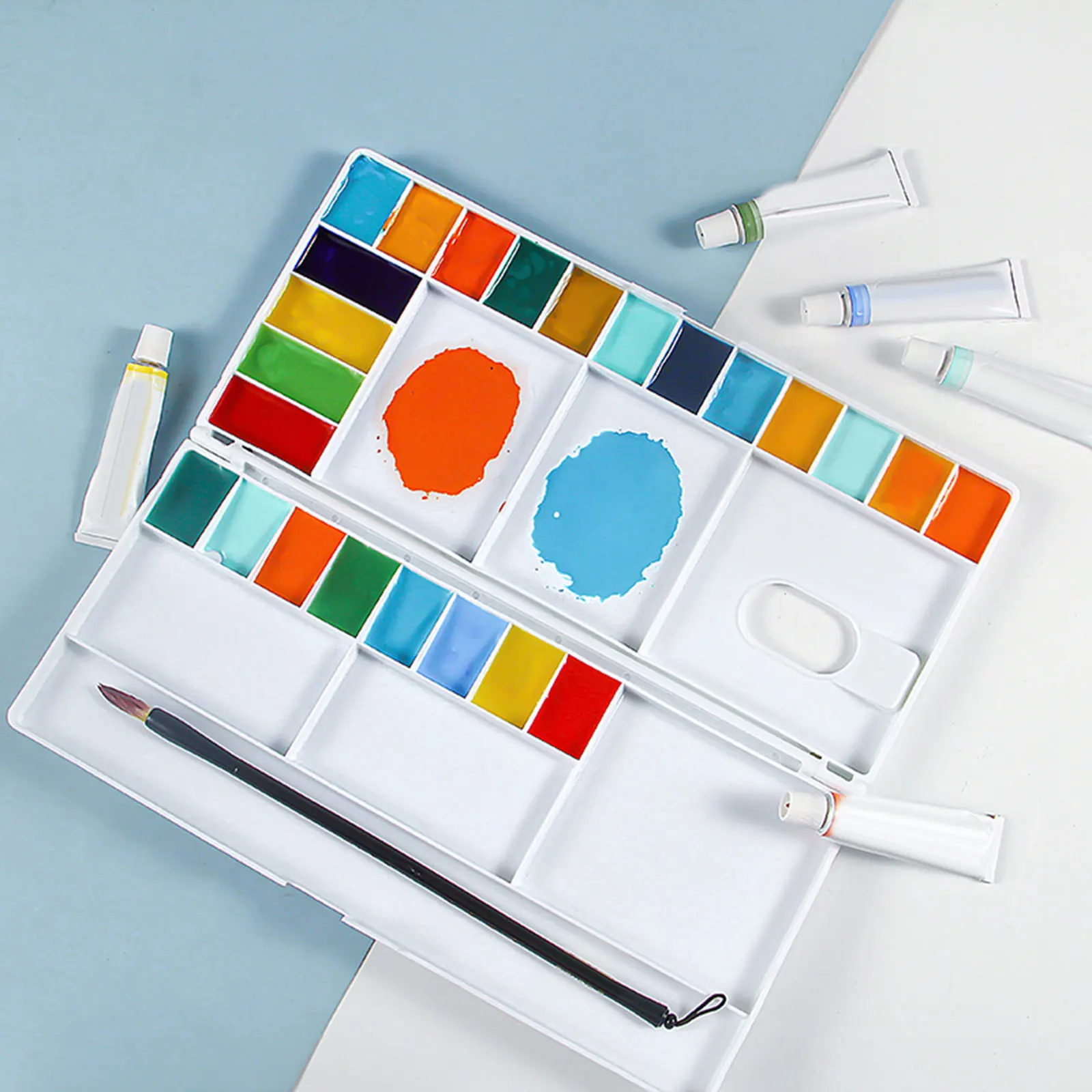 Watercolor Palette Large Capacity 24 Wells with Cover Gouache Mixing Tray Acrylic Paint Palette Board Painting Professional Tool paint tray color palette watercolor palette