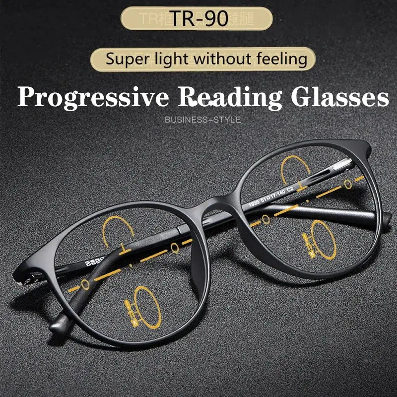 Ultraleichte TR90 Runde Fassung Progressive Multifokal-Lesebrille für Männer und Frauen Anti-Blaulicht Presbyopie-Brille Computerbrille – Detail 8