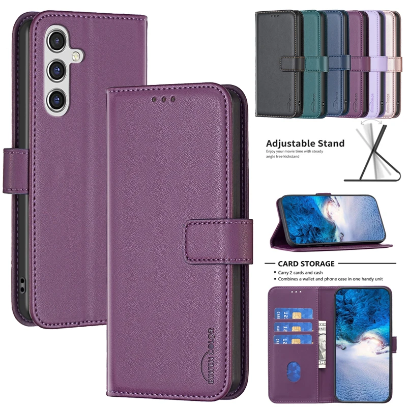 Leather Flip Wallet Phone Case with Magnetic Card Slots and Cover