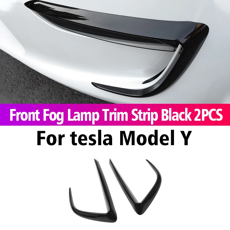 cute car decals For Tesla 2016-2022 Model 3 Model Y Car Carbon Front Fog Lamp Spoiler Wind Knife Protective Cover Sticker Decoration Accessories funny truck stickers Car Stickers