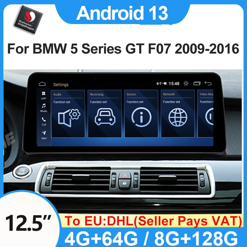 

Snapdragon 665 12.3"Android 13 For BMW 5 Series F07 GT 2009-2016 CIC NBT Auto Car Multimedia Player Carplay Radio GPS Navigation