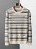 New Men O-neck 100% Merino Wool Sweater Autumn Winter Long Sleeve Cashmere Pullover Soft Warm Vintage Knitwear Casual Jumpers 1