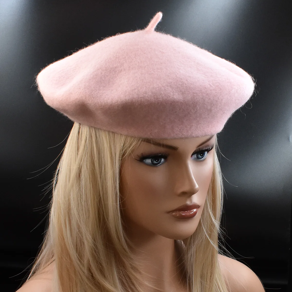 NewWomenblackpinkBeretsHatFashionSolidColorWoolKnittedWith