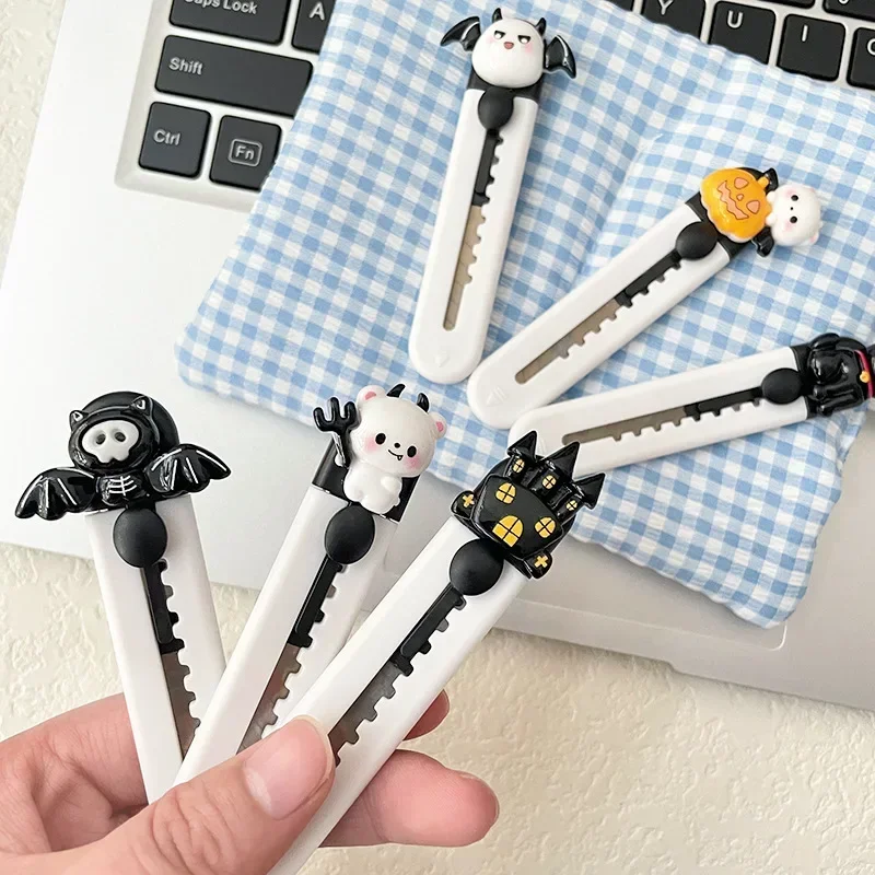 1 Piece Cute Cartoon Halloween Knife Student Sweet Mini Portable Paper Cutter Safety Kawaii Box Cutter School Supplies utility knife,paper cutter,box cutter,box opener