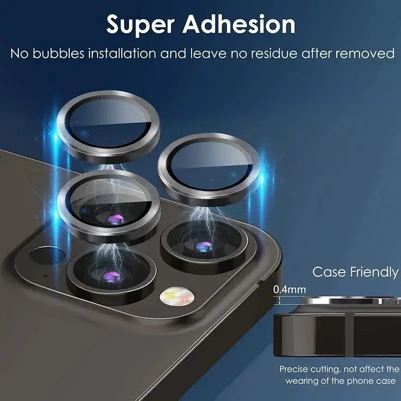 Diamond Rhinestone Metal Ring Camera Tempered Glass For iPhone 16 15 Plus 14 13 Pro Max 13 Mini Lens Glass Protector Accessories