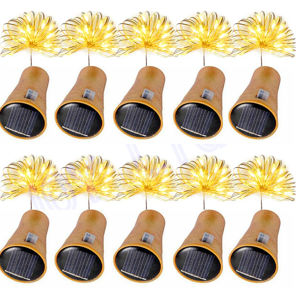 10pieces 2M 20LEDs Solar String Fairy Lights Waterproof Outdoor Garland Solar Power Lamp Christmas For Garden Decoration Navidad 10pieces 5pieces soft silicone for dc power waterproof caps for dc 022b high safety dustproof plugs protective caps