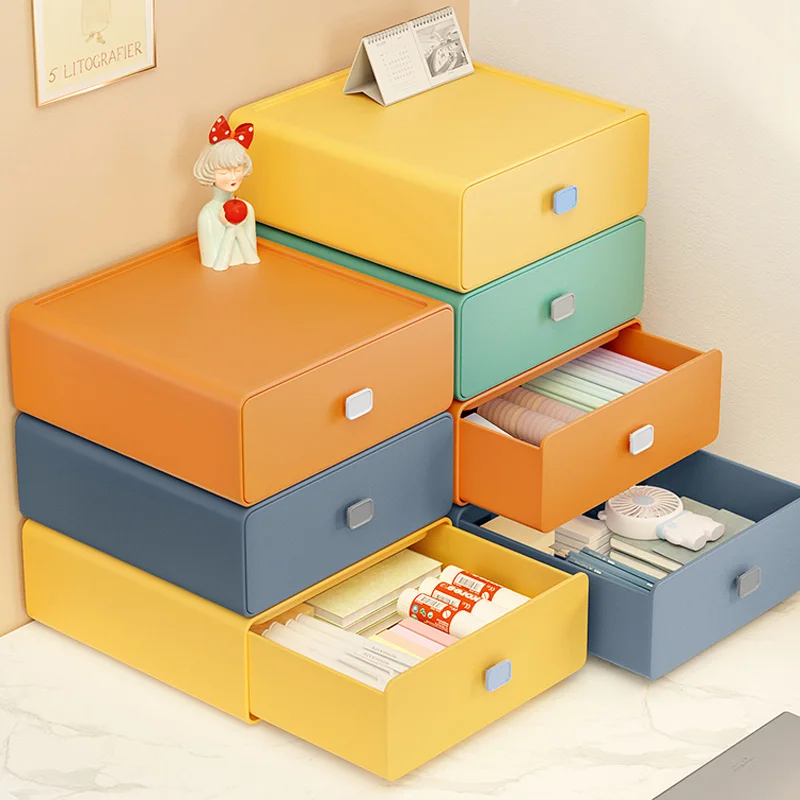 Drawer Office Accessories Storage Box Colorful Desktop Stackable Organ –  pocoro