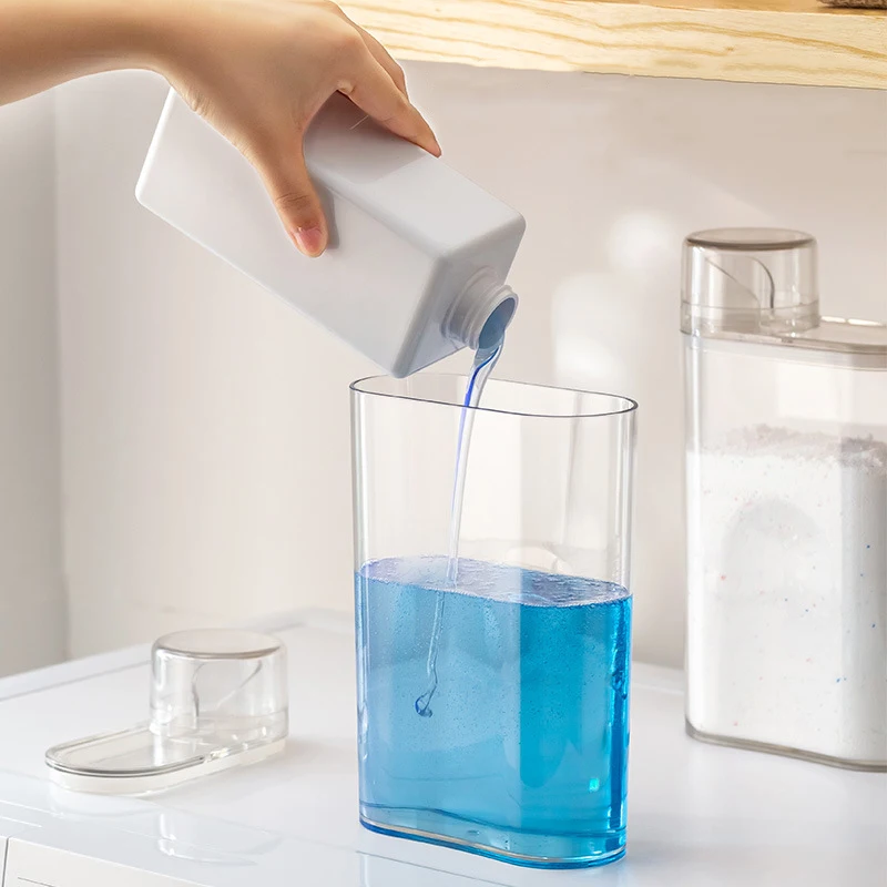 Refillable Laundry Detergent Container with Measuring Cup Washing Powder  Soap Dispenser Multipurpose Storage Bottle Cereals Jar