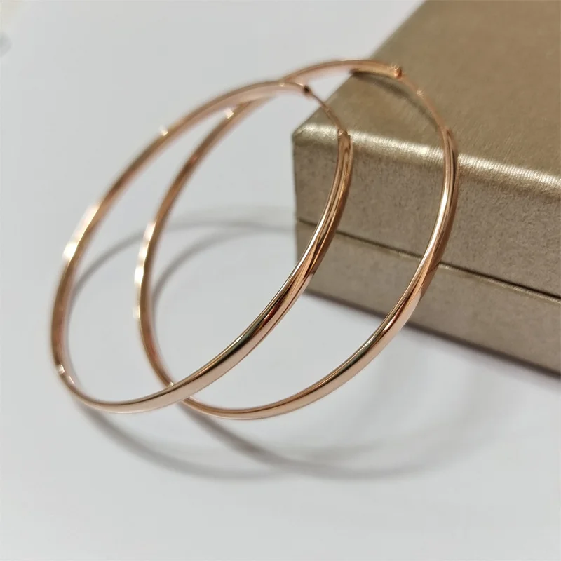 Senlissi - New 18K Gold Plated Hoop Earrings For Women 925 Sterling Silver 3.0mm Fashion Earring Cерьги Kольца 3/4/5/6/7CM - Image 4
