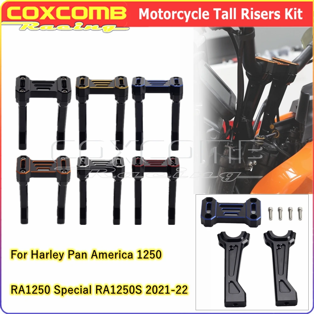 

Motorcycle 6.3" Handlebar Straight Tall Risers + Top Clamp Cover Kit For Harley Pan America 1250 Special RA1250S RA1250 2021-24