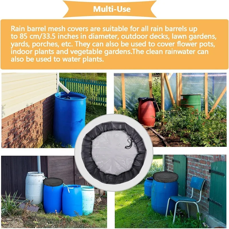 Mesh Cover Netting for Rain Barrel Water Collection Bucket Raindrop Anti-fall Leaves Filter Net Water Protection Tool rain barrel cover