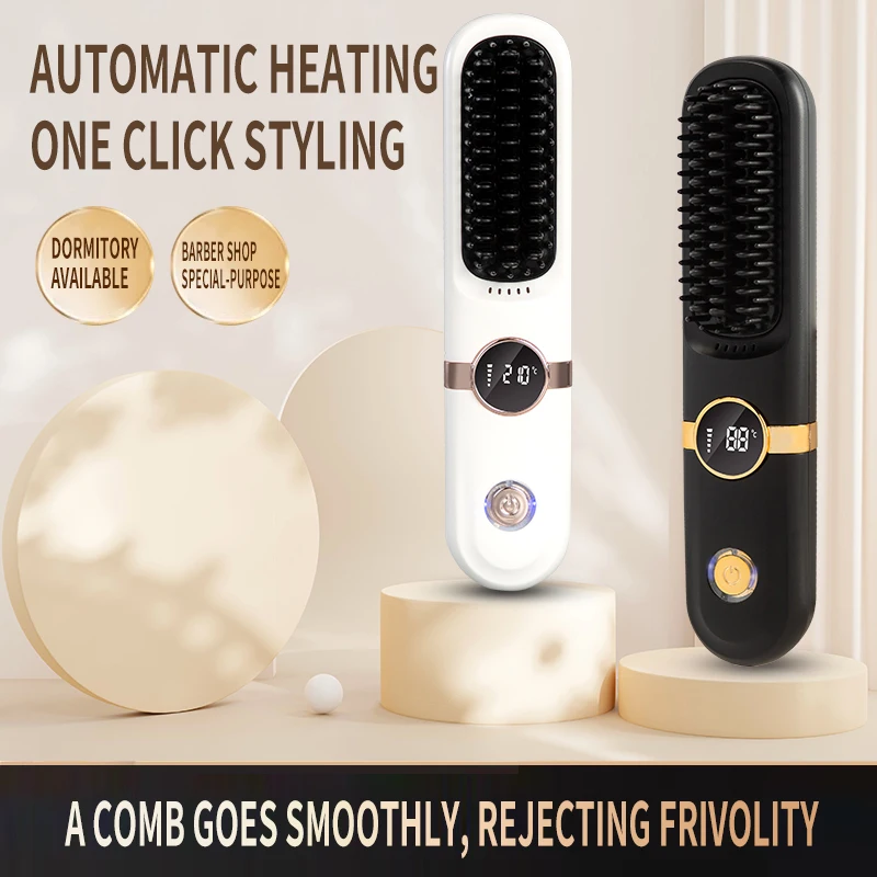 Electric Hot Comb Portable Cordless Hair Straightener Fast Heating Comb For Hair Smoothing Negative Ion Nourish Care