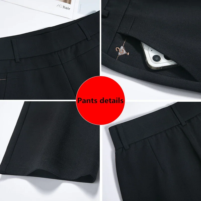 Black Women's High Waist Stretch Suit Pants, Fashion Slim Trousers, Purple Green Brown Pantalones, Asian Size M-6XL 3