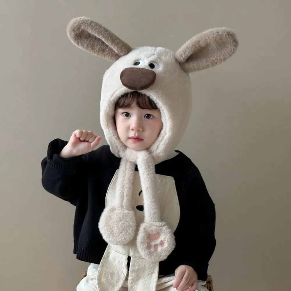 Cute Integrated Hat Scarf Set Windproof Coldproof Pullover Cap Warm Ear Protection Hat for Outdoor Cycling Skiing