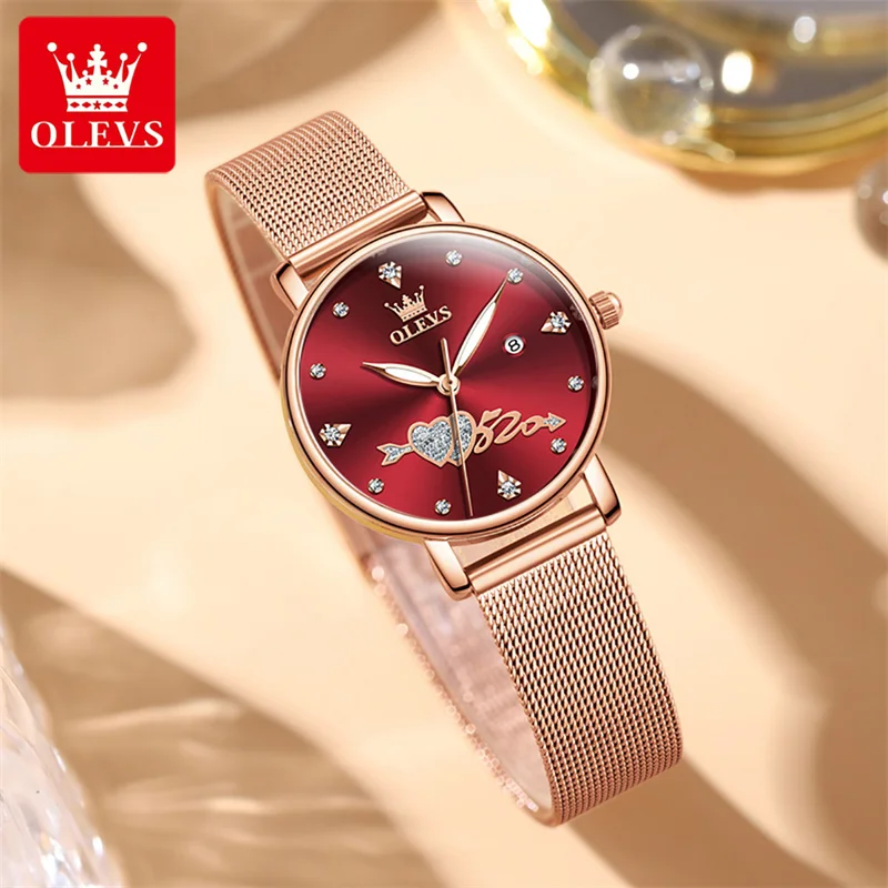 OLEVS Cupid's Arrow Women Luxury Brand Watch Mesh Belt Waterproof Women Wrist Watch Quartz Ladies Watches Female Reloj Mujer