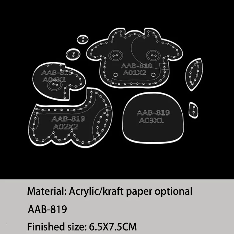 DIY Acrylic Kraft Paper Template Leather Craft Key Pendant Sewing Pattern 6.5x7.5cm 1Set