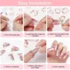 10x Fingernail Rings Halal Nail Rings Set Non Tarnish,Removable,Girl,Size Adjustable for Press on Nails Daily Wear No Glue 4