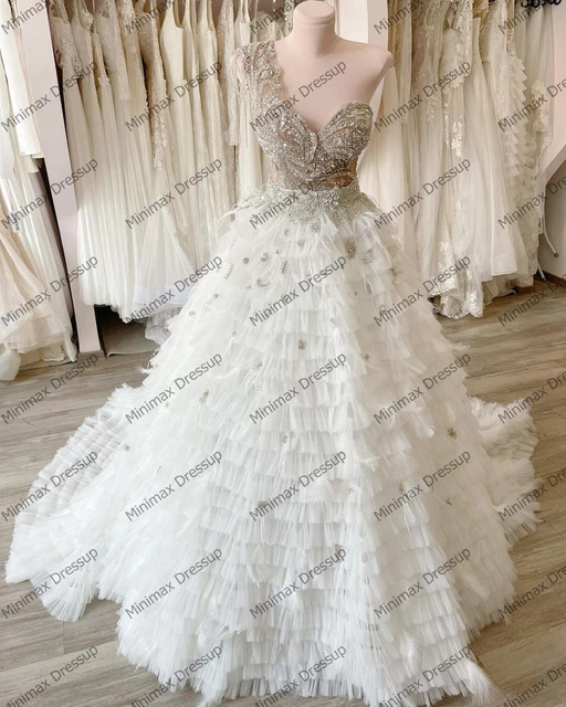 Luxurious Shiny Sexy Wedding Gown with Crystal Lace / Beading |  EdleessFashion