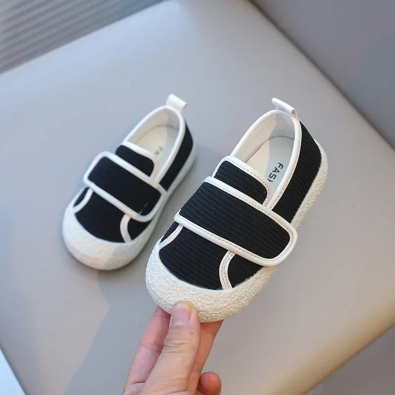 Stripe Cloth Vamp Baby Shoes for Everyday Slip On Shallow Children Shoes Girls Boys Sneakers Ins Skin-friendly Kids