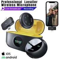 2 in1 Wireless Lavalier Microphone for IOS and Android Devices with Noise Cancellation and Charging Case for Live Video Vlogging