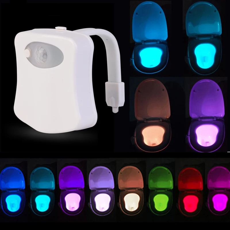 Lampe LED Décorative Étanche avec Capteur de Mouvement pour Toilettes, 8  Couleurs, avec Batterie de Résubdivision