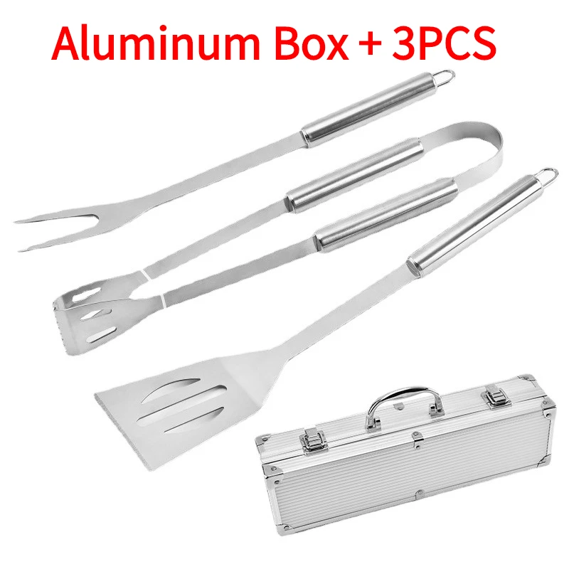 

Grill Set Heavy Duty BBQ Accessories,Aluminum Box-3PCS Grill Accessories with Spatula,Fork,BBQ Tongs,Stainless Steel Grill Tools