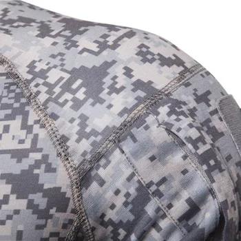 2024 Men's Military T-shirt Outdoor Elastic Fitness Camo Tactical Tops Long sleeved T-shirt Men Zipper Pocket Clothing 5