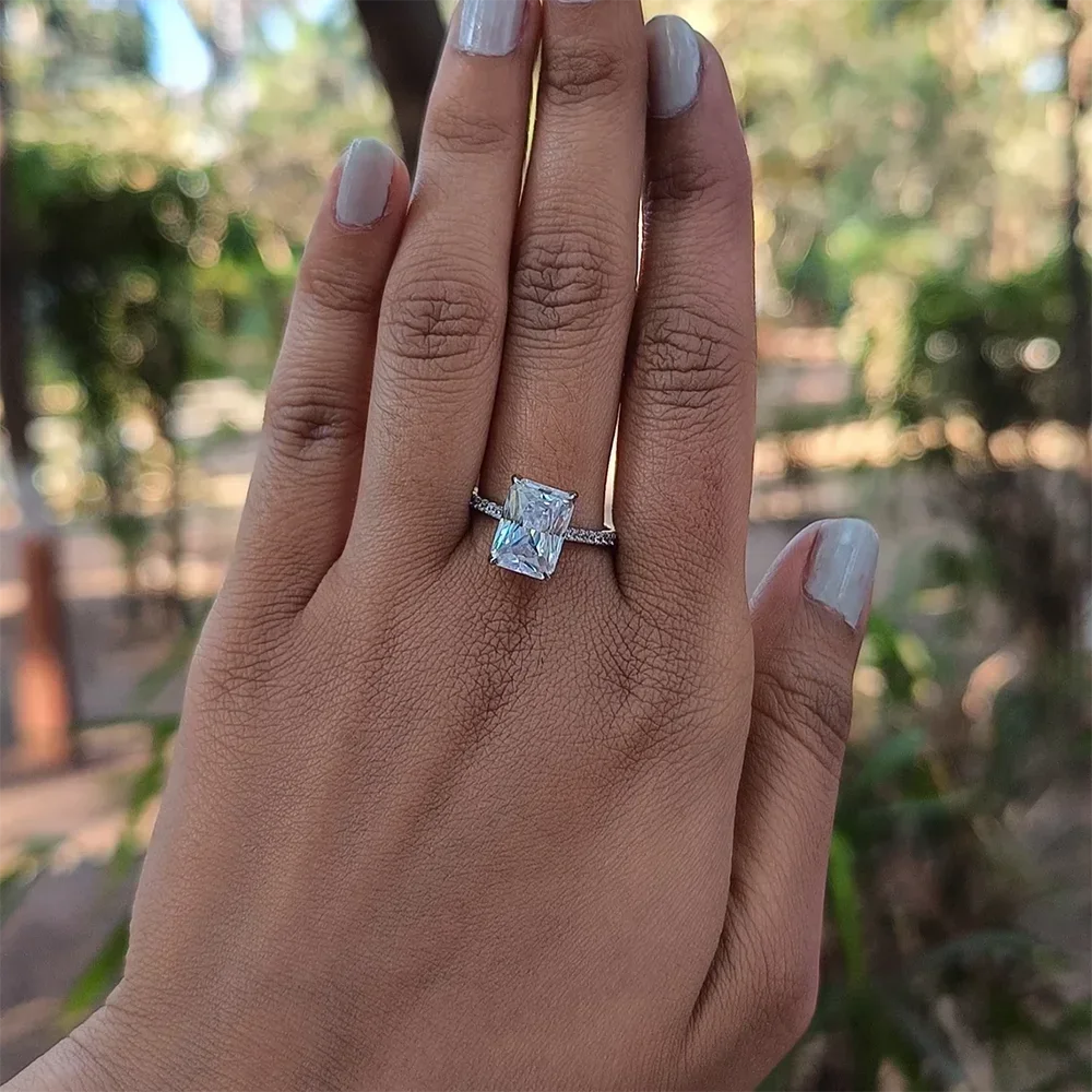 Bague de Fiançailles Vintage en Moissanite et Argent S925, Coupe