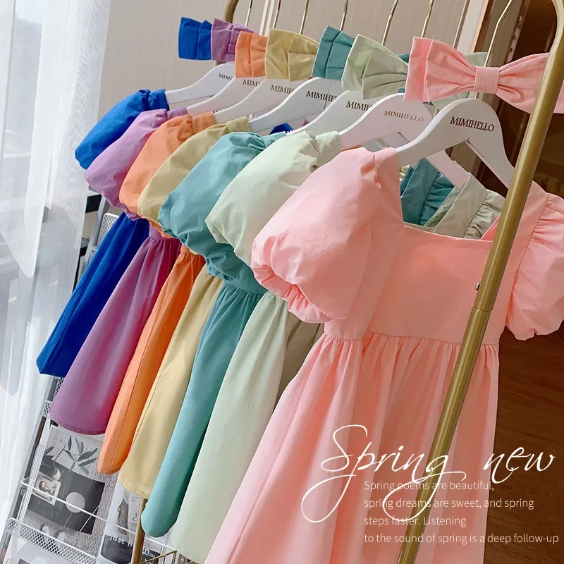 

Girls' Dress 2023 Summer New Fashionable Children's Princess Dress Short-Sleeve Dresses for Kids Baby Casual Clothing