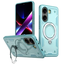 Military Drop - Proof Hard Case with 360° Adjustable Ring Stand and TPU Protection for Poco F7 Ultra (Light Blue)
