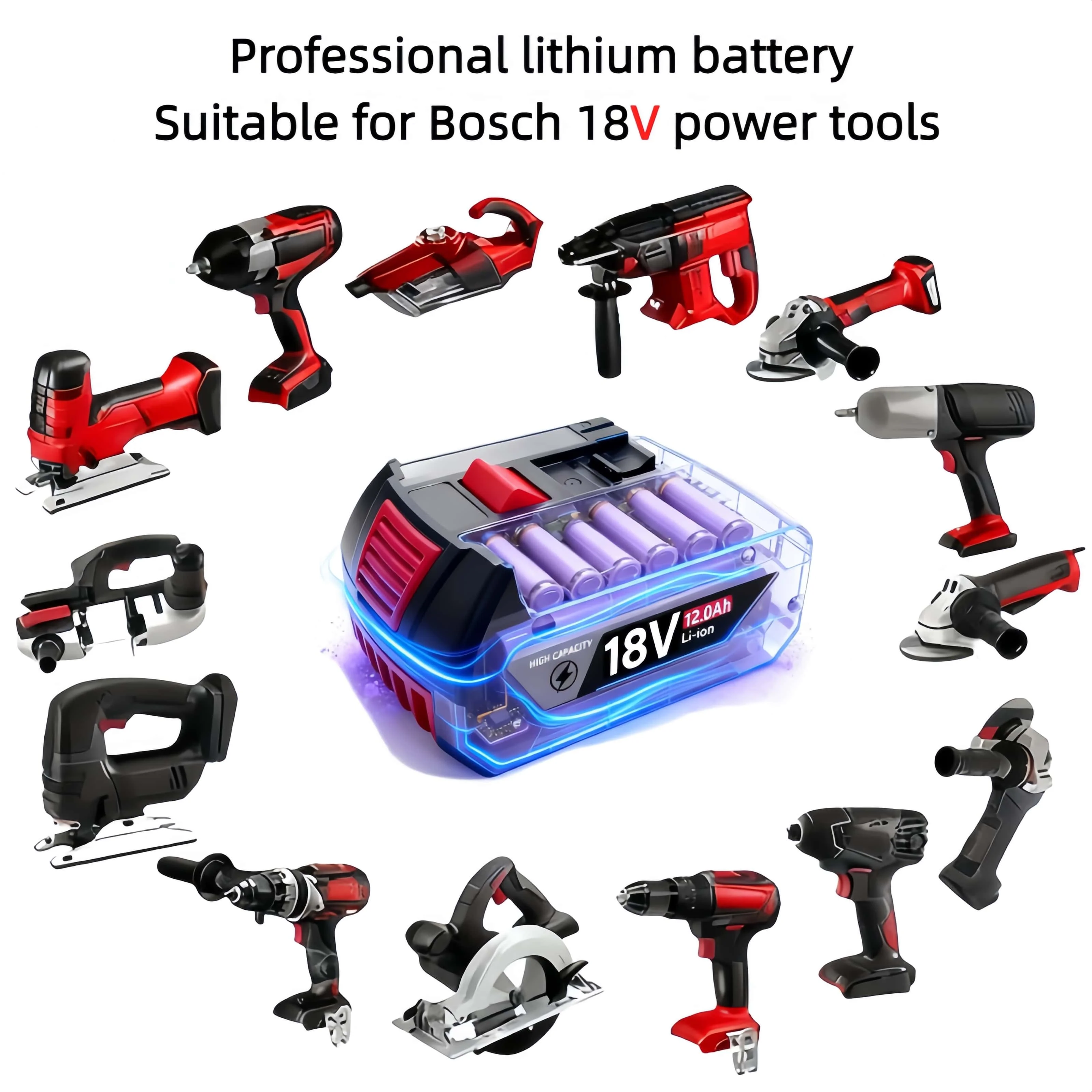 VIEDAKES for bosch 18v lithium battery 12.0Ah BMS Protection akku For bosch 18V Drill Grinder Professional Tools