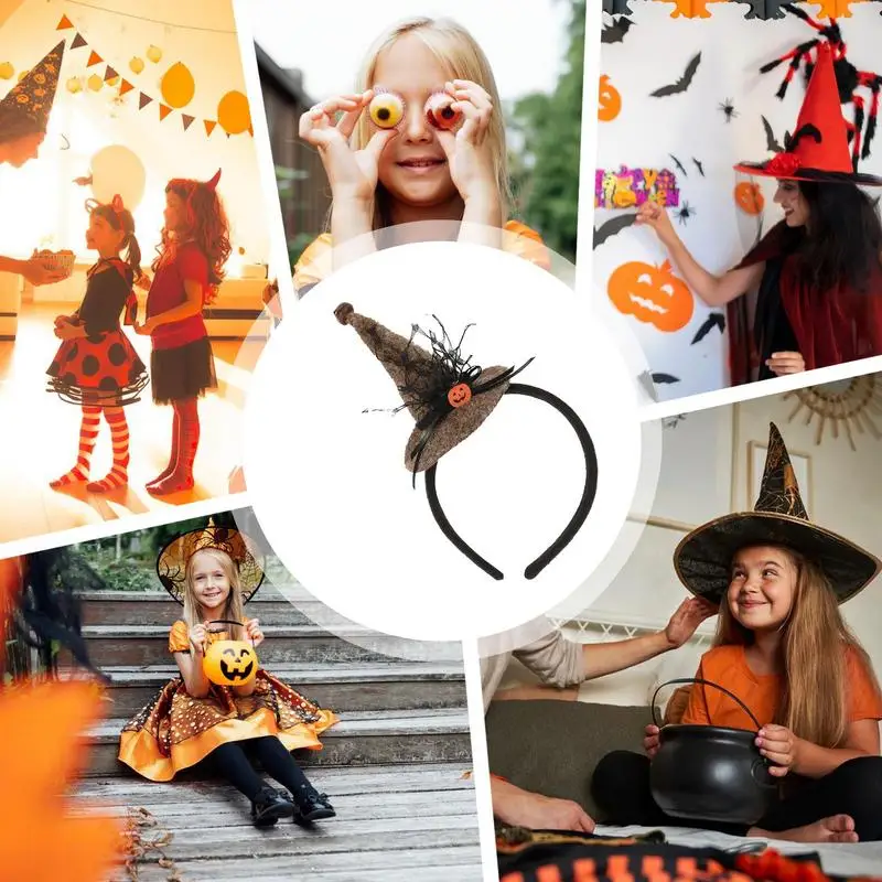 Halloween Head Band Witch Hat Vintage Headwear Stylish Party Headpieces With Spider Web For Celebrations Masquerade