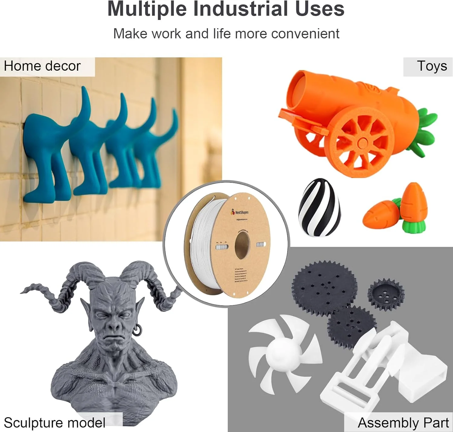 넥스트쉐이프스 표준 PLA 필라멘트, 직경 1.75mm, 1kg 스풀, 진공 포장, 밤부랩 3D 프린터에 적합