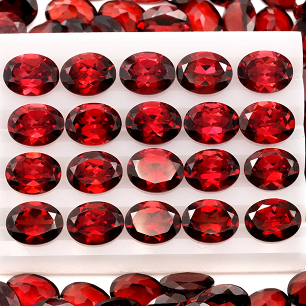 Gemstone Natural Red Garnet Loose Stone Oval Shape 7mm*9mm Good Cutting Good Fire Earring Ring Best Choice For Jewelry Design