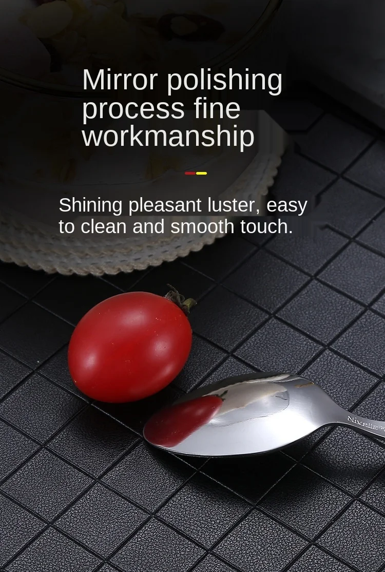 Description Picture 5 of itemMirror Silver Stainless Steel Cutlery Set Children's Fork Knife Soup Dessert Ice Spoon Complete Dinner Dinnerware Set Chopsticks