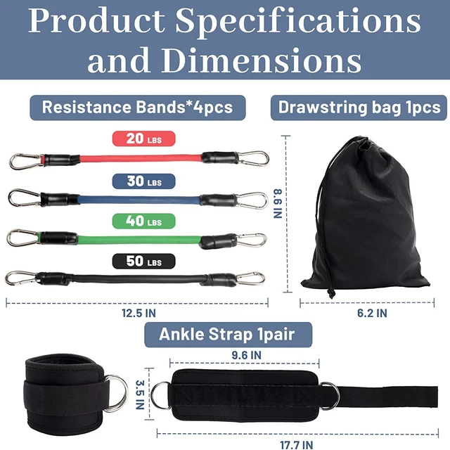 Elastic Resistance Band Suit, Ankle Straps, Gym Equipment, Home Legs Fitness, Workout Sport Equipment, High Quality, 7Pcs 2